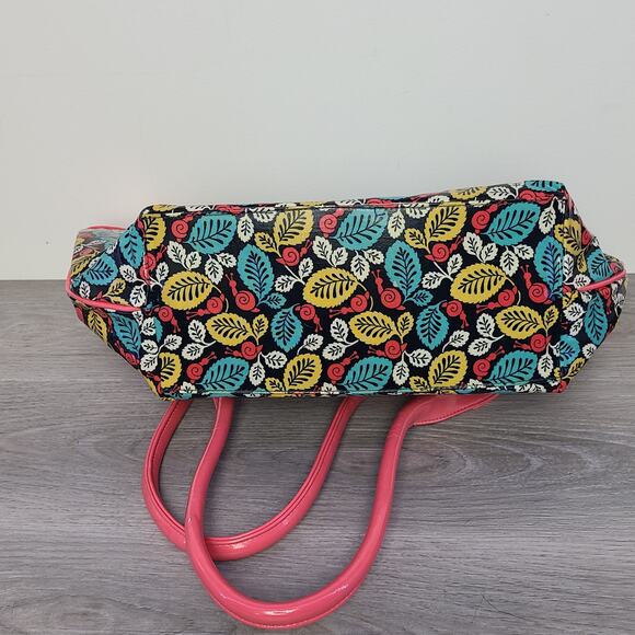 Vera Bradley Frill Collection Tote Bag Pink Snails Blue Yellow Leaves - Picture 6 of 11